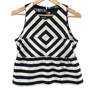 Dolce Vita Lysia Peplum Top Womens Black White Silky Stripes Sleeveless Size S